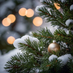 christmas background with fir branches and snow