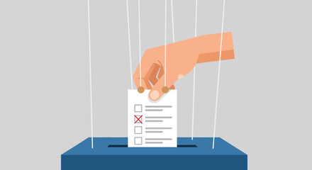 Manipulated democracy concept, voting process under control allegory