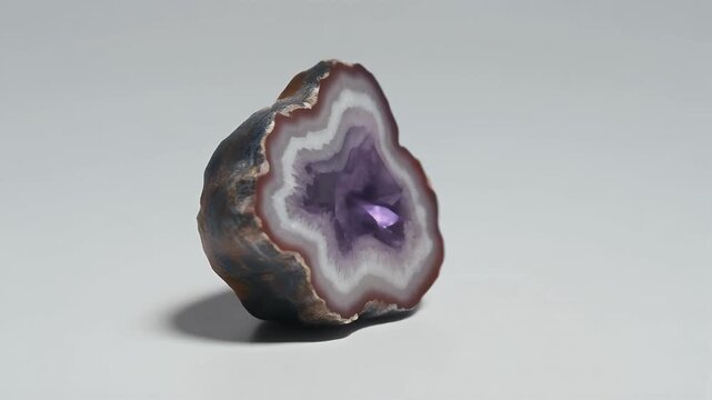 Rotating Amethyst Slice on Clean White Background (5s Loop)