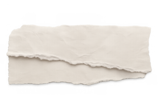 Torn newspaper page with ripped edges, blank texture creating an antique background detail, transparent