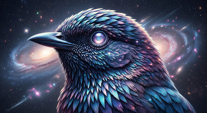 illustration of a bird's head with beautiful colors