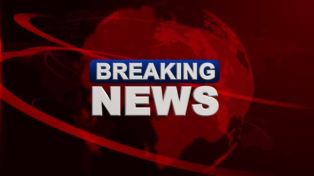 Breaking News Background, Animated Red Global Map Broadcast 