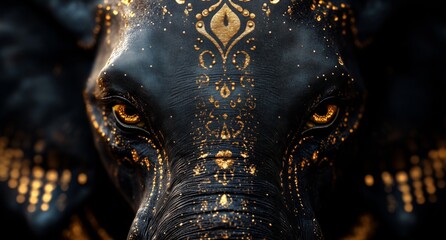 Majestic Elephant Adorned With Golden Patterns During a Cultural Celebration