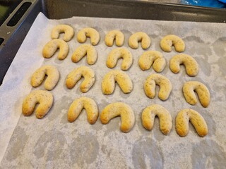Vanillekipferl am Backblech
