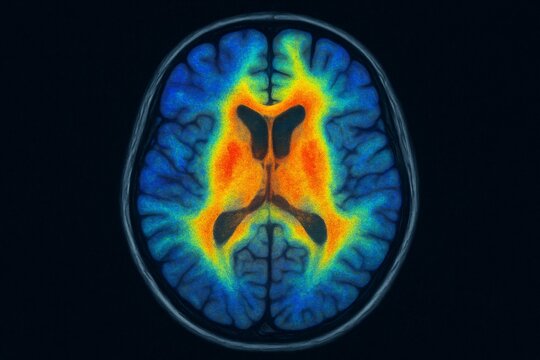 Brain scan showing activity, used in medical research and diagnostics