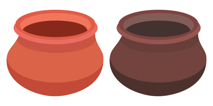 Set of traditional clay pots in two rustic colors vector illustration