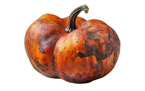 Decorative fall pumpkin in rustic style highlighting deep orange hue and organic textured surface isolated on transparent background PNG