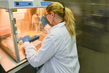 In a modern biological laboratory.