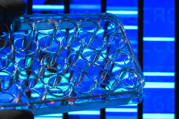 In a modern biological laboratory.