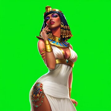 Cleopatra dancing on green chroma key background