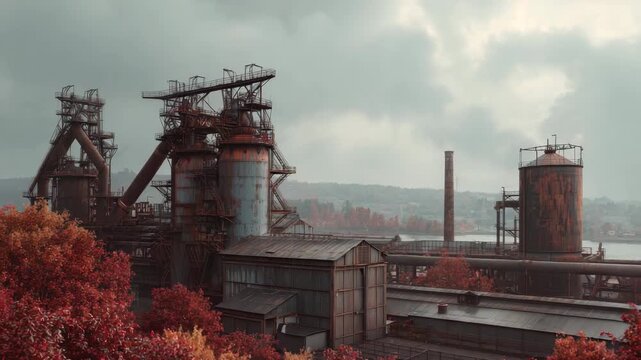 Post-Apocalyptic Industrial Ruins Overtaken by Nature