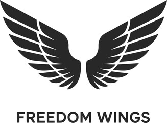 Freedom Wings Logo with Stylized Bird or Angel Wings