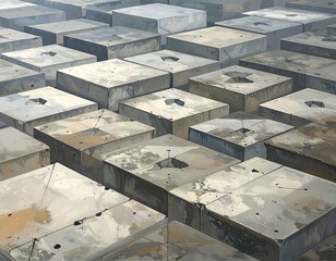 Abstract Concrete Blocks Perspective View, Ideal for Architectural and Design Concepts