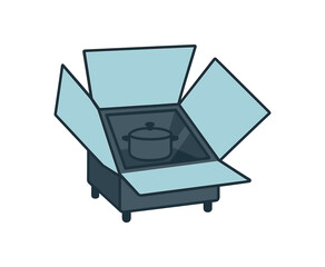 Solar cooker oven flat vector illustration isolated on white background
