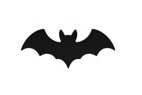 Bat silhouette flying, halloween spooky symbol, animal vampire icon with transparent background