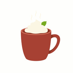 A Cozy Cup of Hot Chocolate with Whipped Cream and Mint - Perfect for New Year Celebrations and Winter Evenings
