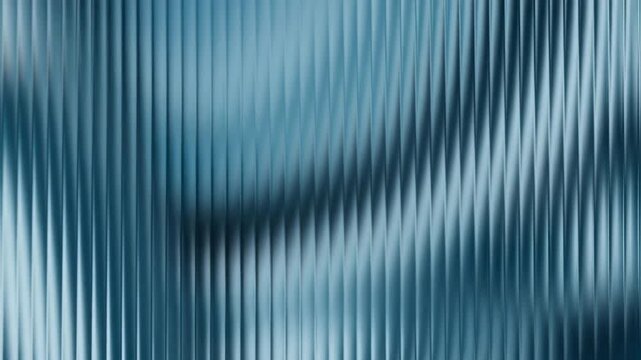 Abstract blue rippled glass texture background with vertical lines motion animated video 4k
