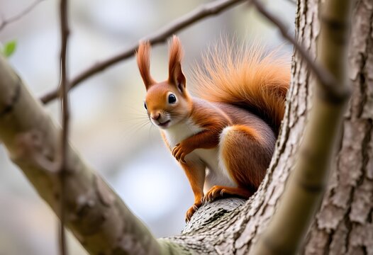 A view of a Red Squirrel in a tree