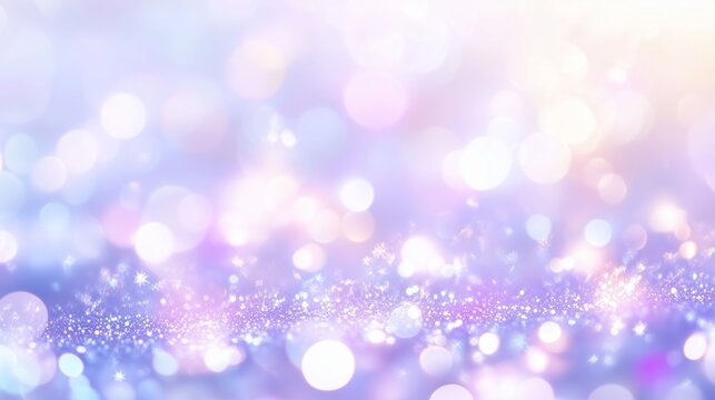 Abstract festive background with purple and pink bokeh lights. Shimmering glitter and sparkles for a winter holiday celebration. Magical fantasy wallpaper concept