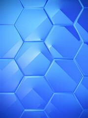 Naklejka premium A stunning high-resolution background featuring a continuous blue hexagonal pattern, mimicking a 3D tiled surface or honeycomb structure. 