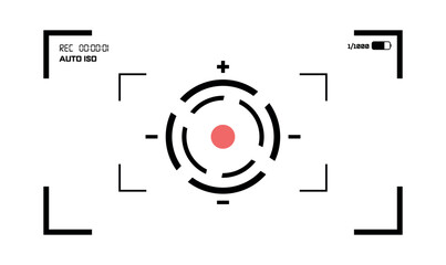 Minimalist Camera Viewfinder HUD (Head-Up Display) Interface with Recording Mark.