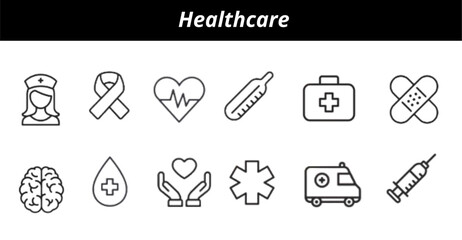 Healthcare Icons Set Modern Medical Line Pack