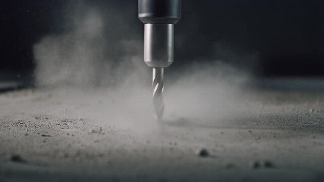 Cordless Power Tools concept. Precision drilling into a concrete surface.