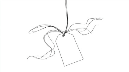 Empty price tag hanging with ribbon for discounts on Boxing Day  