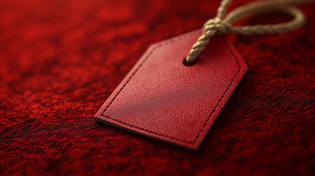 Red discount tag on textured red background for Boxing Day  