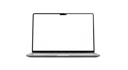 Modern laptop with blank white screen for customization purposes