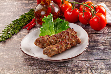 Grilled beef kebab minced meat