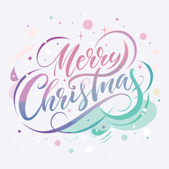 Colorful festive Merry Christmas typography illustration for holiday celebration card