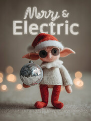 MERRY & ELECTRIC: Whimsical Christmas Elf Doll with Sunglasses and Disco Ball Ornament