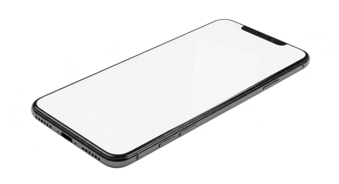 Modern smartphone with blank white screen for app mockup design