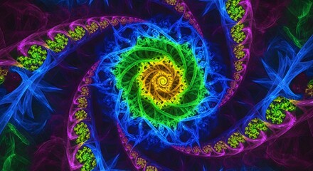 Chromatic Spiral: A vibrant and mesmerizing visual of a spiral, radiating a spectrum of colors that evoke curiosity and wonder.