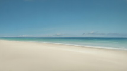 Serene tropical beach with calm turquoise waters and white sand