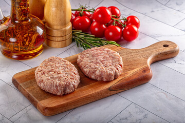 Raw minced meat cutlet for cooking