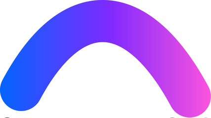 A smooth, curved arch shape featuring a vibrant gradient of blue, purple, and pink colors on a white background.