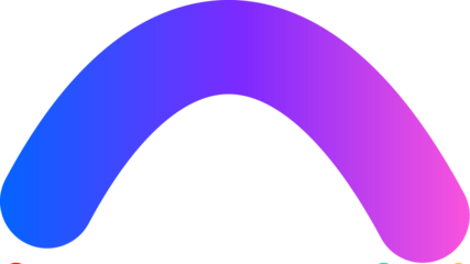 A smooth, curved arch shape featuring a vibrant gradient of blue, purple, and pink colors on a white background.