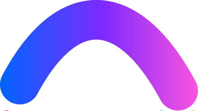 A smooth, curved arch shape featuring a vibrant gradient of blue, purple, and pink colors on a white background.