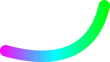 A smooth, curved shape featuring a bright color gradient from magenta to blue to green on a white background.