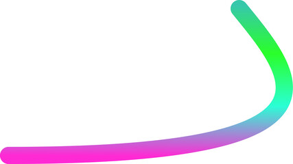 A smooth, curved line with a vibrant gradient of pink, blue, and green on a plain white background.