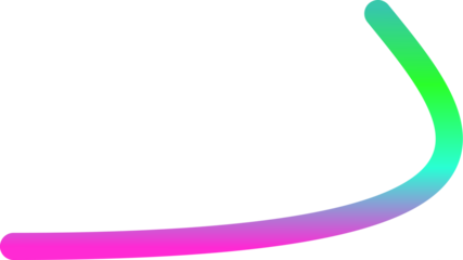 A smooth, curved line with a vibrant gradient of pink, blue, and green on a plain white background.