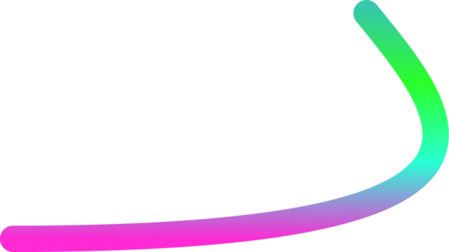 A smooth, curved line with a vibrant gradient of pink, blue, and green on a plain white background. - Powered by Adobe