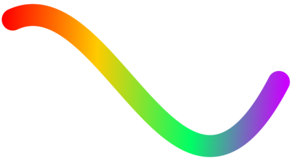 A smooth, curved line with a vibrant rainbow color gradient, isolated on a plain white background.