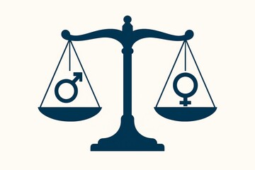 Gender equality concept illustrated by a balanced scale with male and female symbols