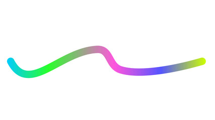 A vibrant, flowing wavy line with a smooth rainbow color gradient on a white background.