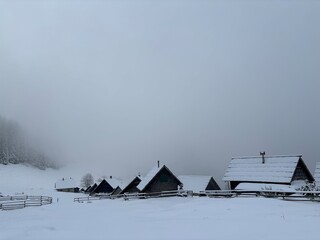 Velika planina in Slovenia, winter landscape
