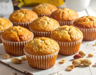 Delicious homemade banana nut muffins freshly baked for a tasty breakfast