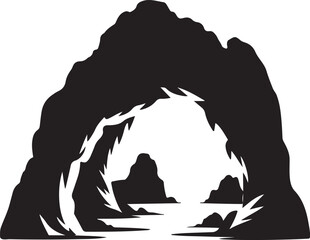 Sea Cave Silhouette at Sunset